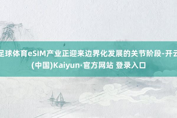 足球体育eSIM产业正迎来边界化发展的关节阶段-开云(中国)Kaiyun·官方网站 登录入口